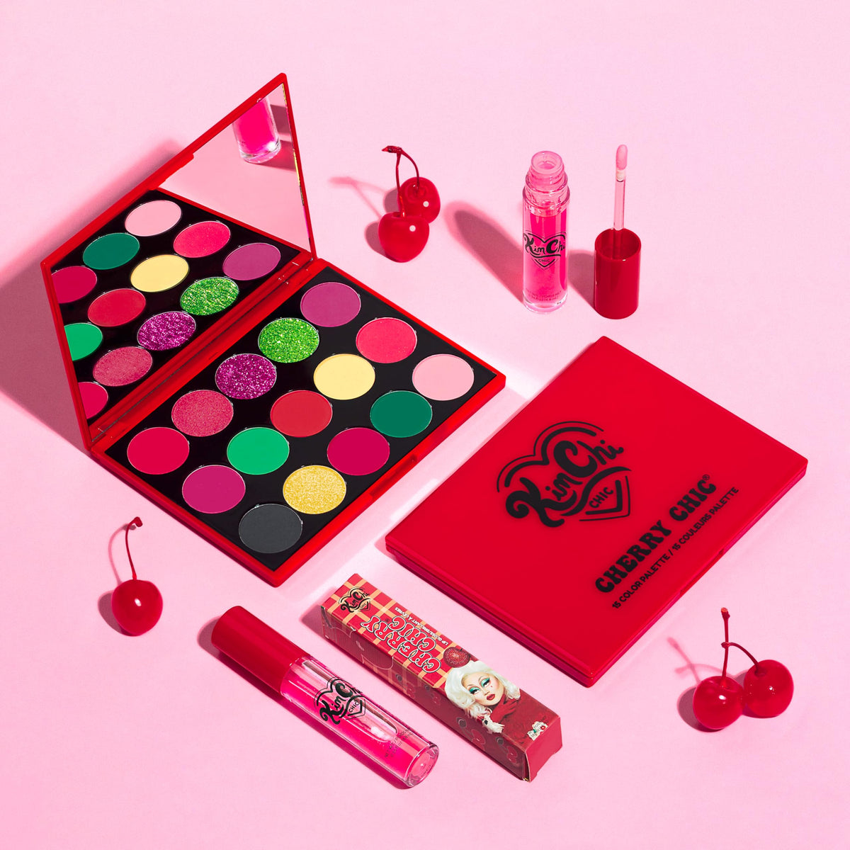 KimChiChic Beauty Cherry Chic Eyeshadow Palette - 12 Ultra Pigmented Shades, Shimmer, Matte & Glitter Finishes, Talc Free & Infused with Vitamin E, Cruelty Free, Sex Kitten, 0.68oz