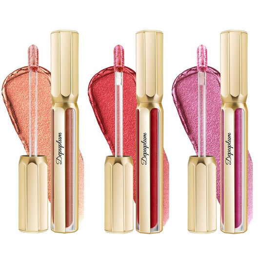 Depuplum 3Pc Lipsticks Set for Women Metallic Lipstick Long Lasting Dark Red Bronze Burgundy Lip Gloss, Metal Shine Lightweight Hydrating Full Coverage Lip Color, DP103/104/107