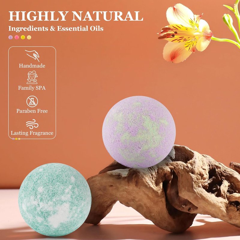 Bath Bombs Gift Set - 50 Pcs Natural Organic Bubble Bath Bombs with 10 Scents | Perfect for Spa, Birthdays & Holidays