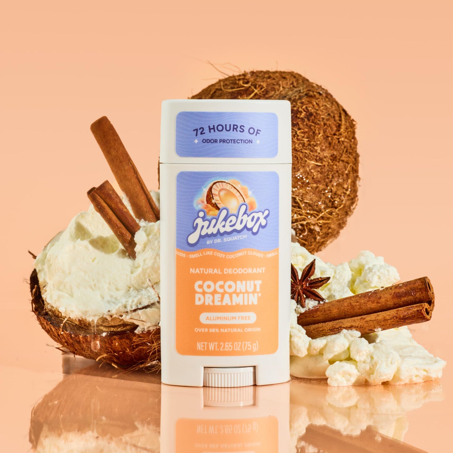 JUKEBOX Natural Deodorant for Women–Coconut Dreamin'–Aluminum-Free, No Baking Soda, No Harsh Chemicals, Odor Blocking Technology, Toasted Coconut,Sweet Spice,Citrus-a Dr. Squatch Brand-2.65oz, 2 Pack