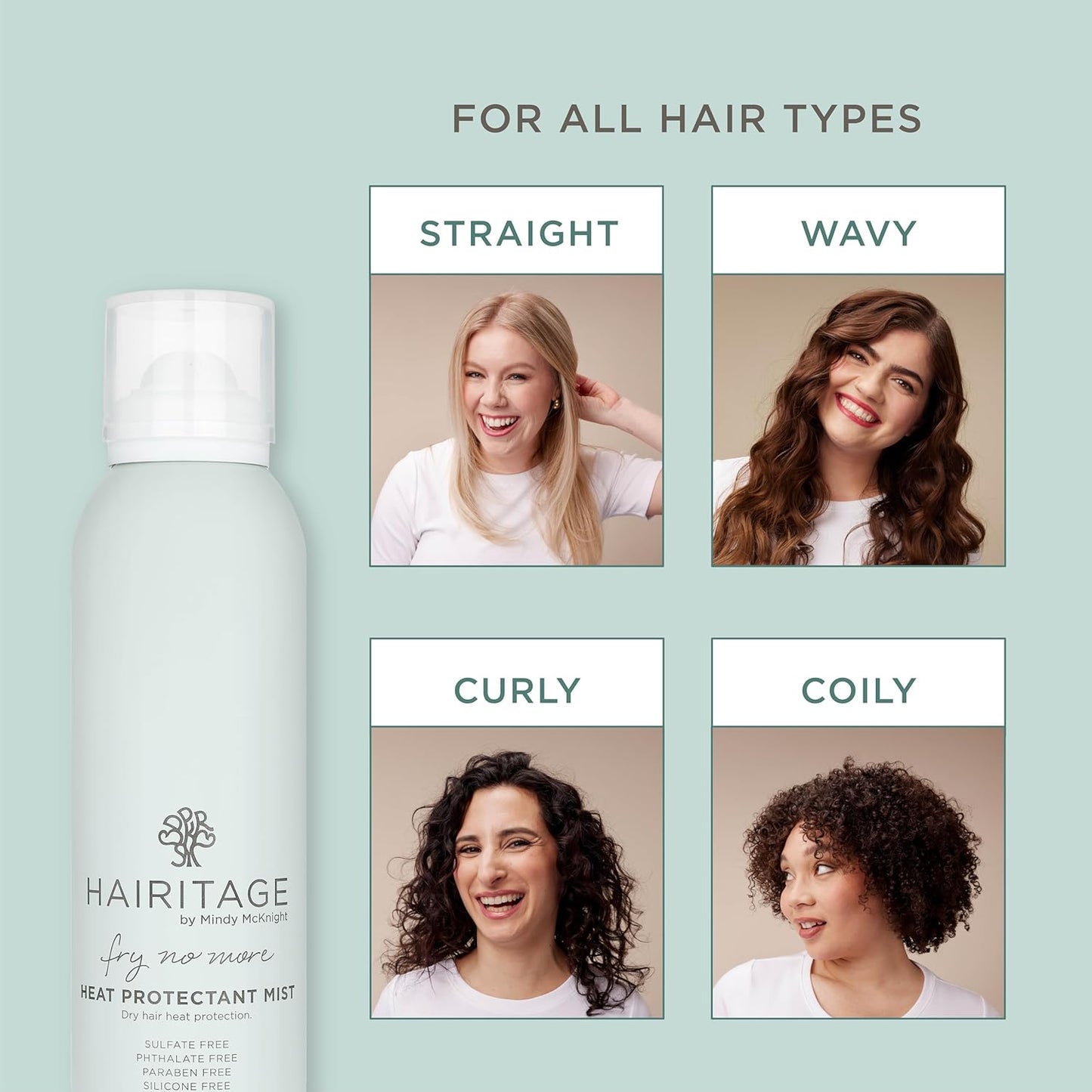 Hairitage Argan Oil Heat Protectant Spray - Hydrating Formula with Rice Protein | Protects Up to 450°F - 5 oz