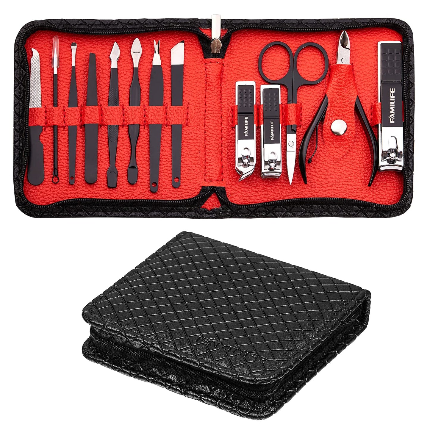 Professional Manicure Set - 11 in 1 Nail Kit for Men & Women | Stainless Steel Grooming Tools, 13 Pieces