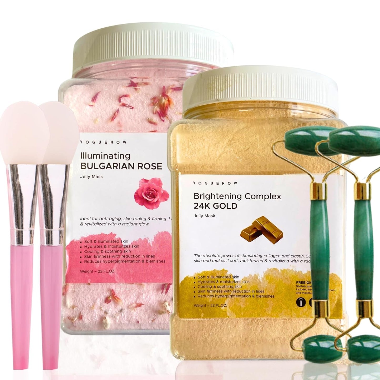 Jelly Face Mask - 24K Gold & Bulgarian Rose Hydrating Hydrojelly Masks | Pack of 2, 46 Oz Jar