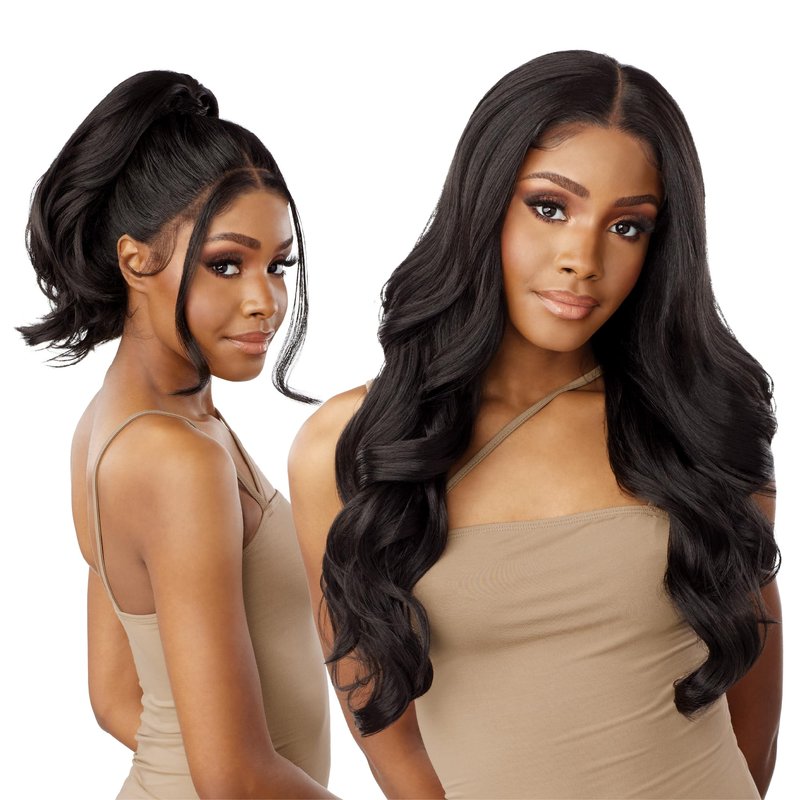 Sensationnel Butta 360 Lace Wigs - Unit 3 Wider Parting 360 Degree Lace Glueless Synthetic Preplucked Hairline (1B OFFBLACK)