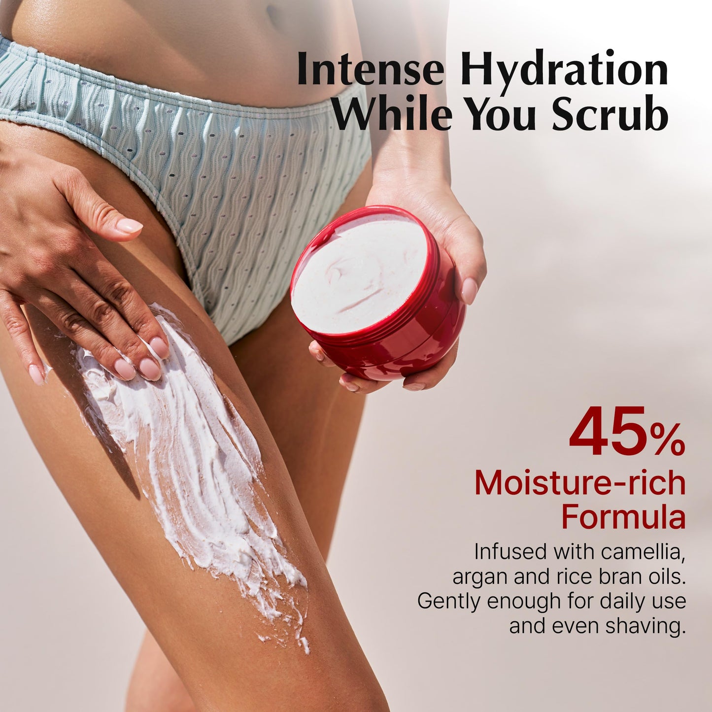 Monday Surf K Body Scrub Cream with Glycolic Acid – Moisturizing Vanilla floral Scent Exfoliating Scrub for Shaving Prep & Bumpy Skin – Vegan, Microplastic-Free, 9.5 oz