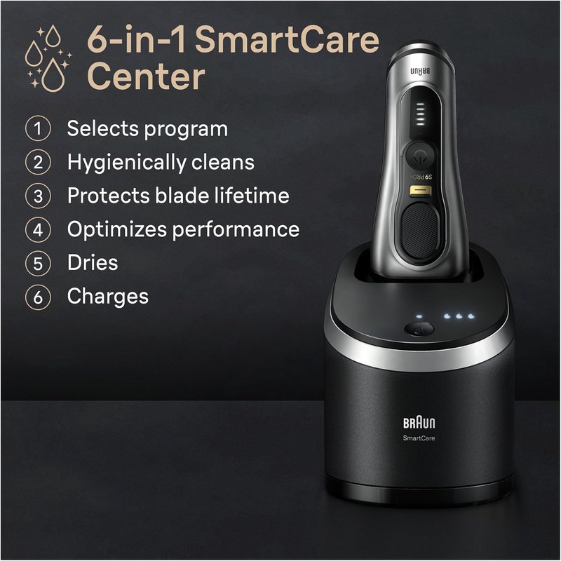 Braun Series 9 PRO+ Electric Razor for Men - 5 Pro Shaving Elements & SmartCare Center | Wet/Dry Shaver, 9597cc