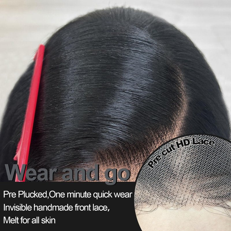 Lace Front Wig - 26-Inch Body Wave Synthetic Hair | Pre Plucked HD Lace Frontal with Baby Hair - Natural Black (1B)