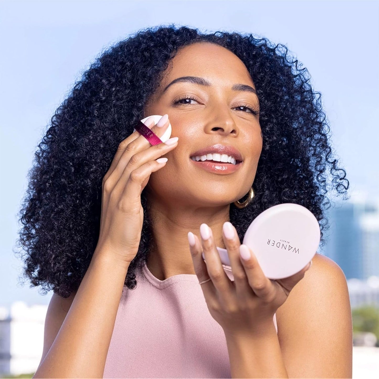 Wander Beauty Powder Foundation - Golden Rich | Blurs & Evens Skin Tone, Hydrating Formula - 0.31 oz