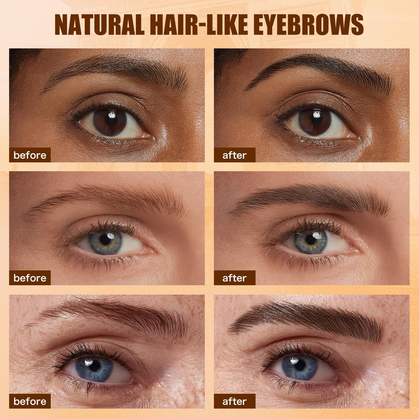 Eyebrow Pencils for Women, W3W 4D Dual-Ended Brow Pen, Angled Square Tip + Ultra-Fine Brush Tip, Waterproof Smudge-Proof, Natural Hair-Like Strokes, Brown (Medium Brown)