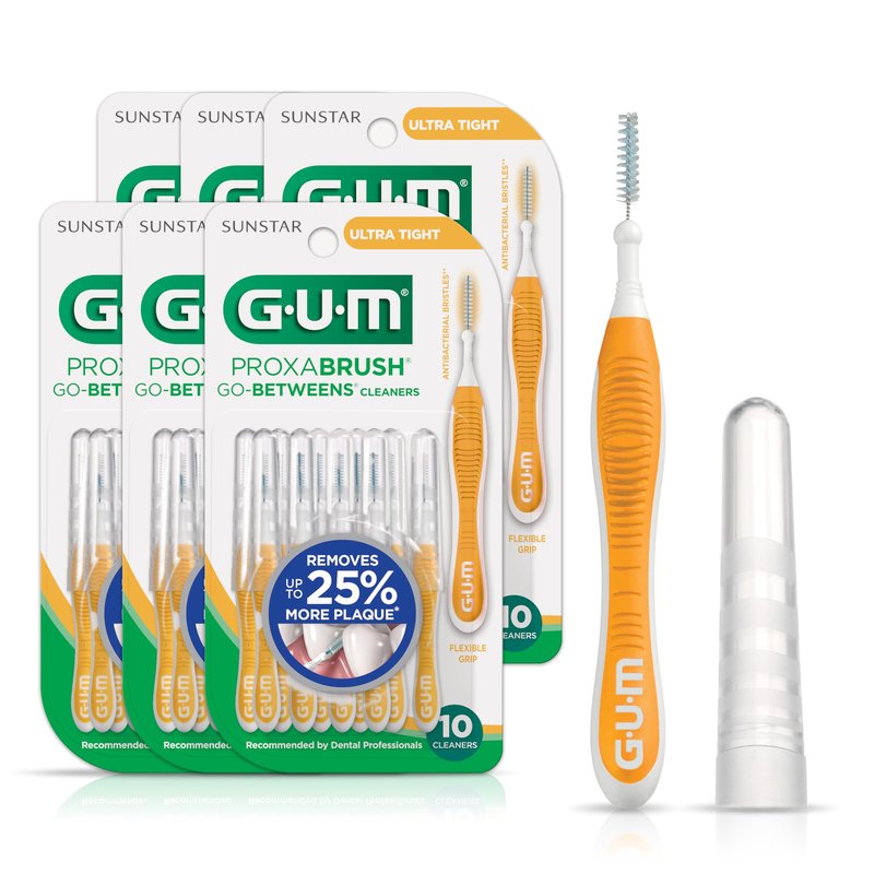 GUM Proxabrush Go-Betweens Ultra Tight Interdental Brushes – Soft Bristle Dental Picks for Plaque Removal, Gum Health & Braces Care, 10 Count (Pack of 6) 60 Total