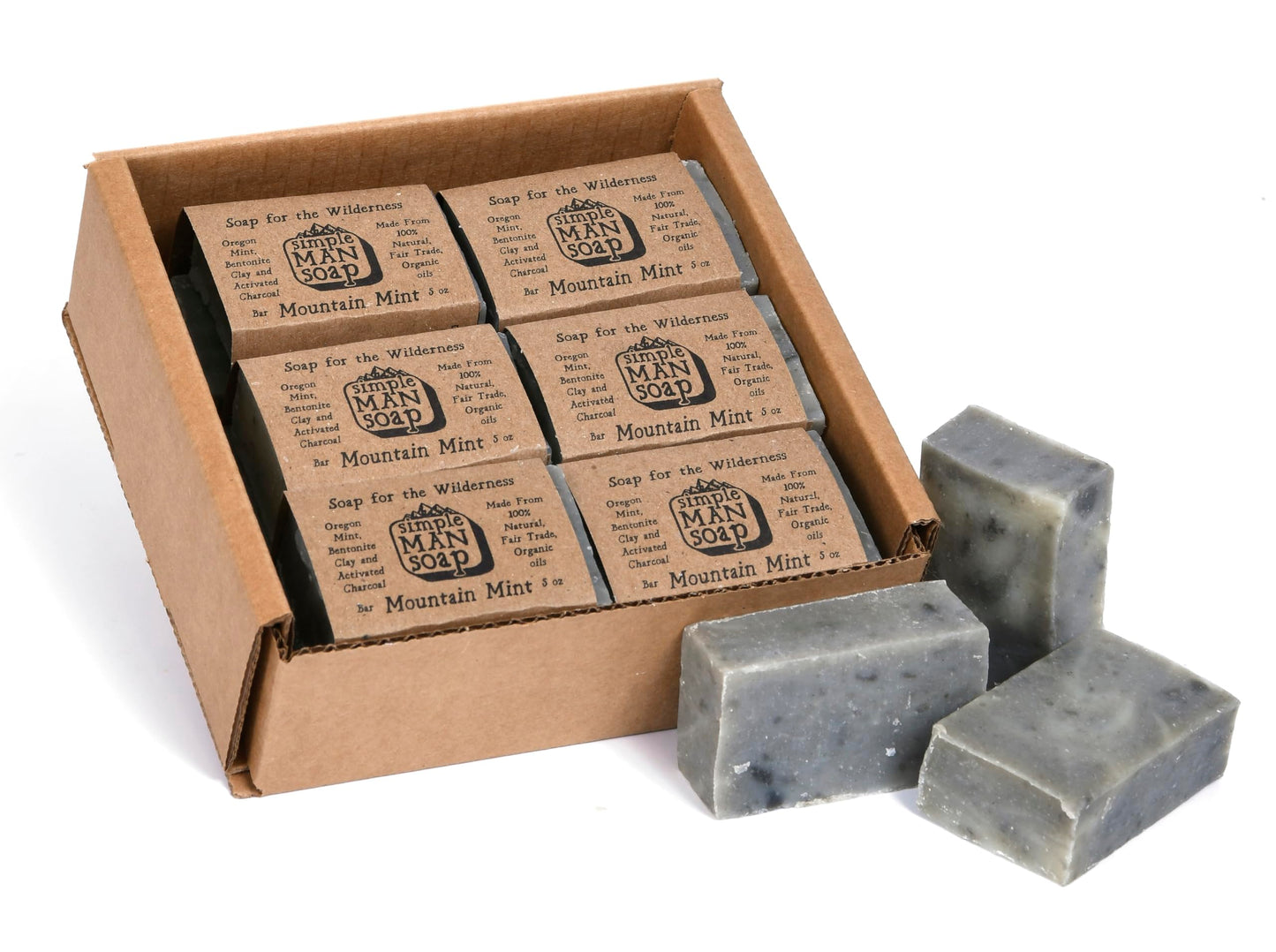 Bee The Light SimpleMan Soap Bar (Mountain Mint) - Men’s soap with Organic & Fair Trade Essential Oils - All Natural, Handmade Man Bath Soap Bars-Pack of 12-2.5 Ounce bars(30 Ounces Total)