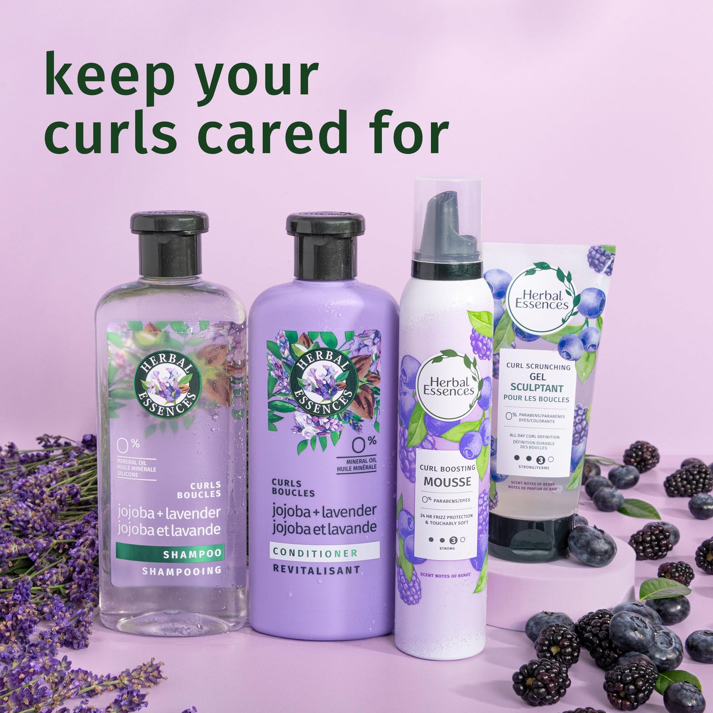 Herbal Essences Curl Boosting Mousse, Frizz Control for Curly & Wavy Hair, Long-Lasting Hold with Berry Scent, Paraben & Dye, Cruelty-Free, 6.8 Fl Oz Each, 3 Pack