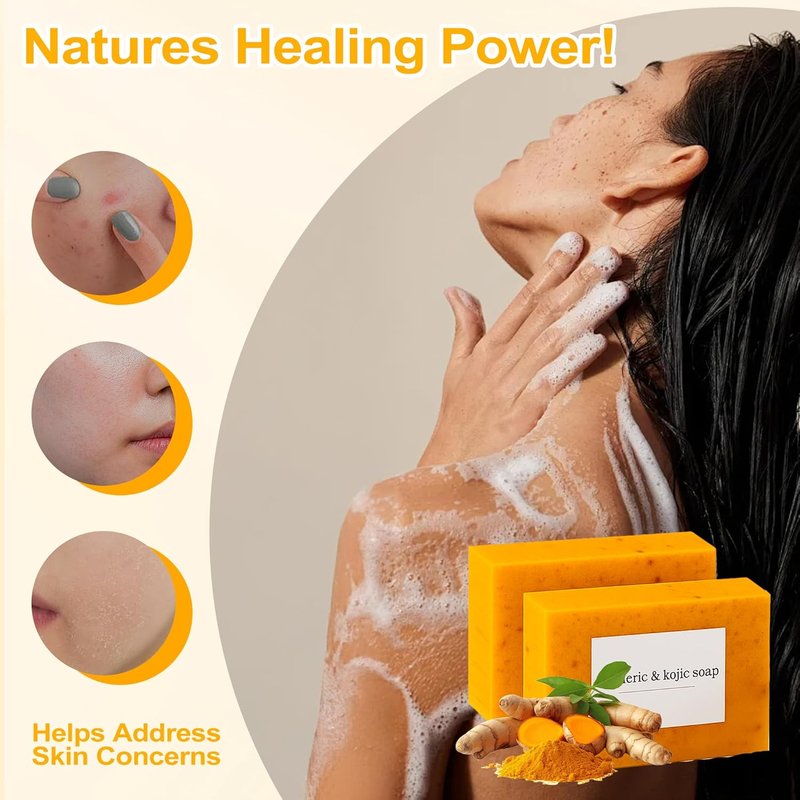 Lemon Soap with Vitamin C & Collagen | Moisturizing Shea Butter for Face & Body - 4 Bars