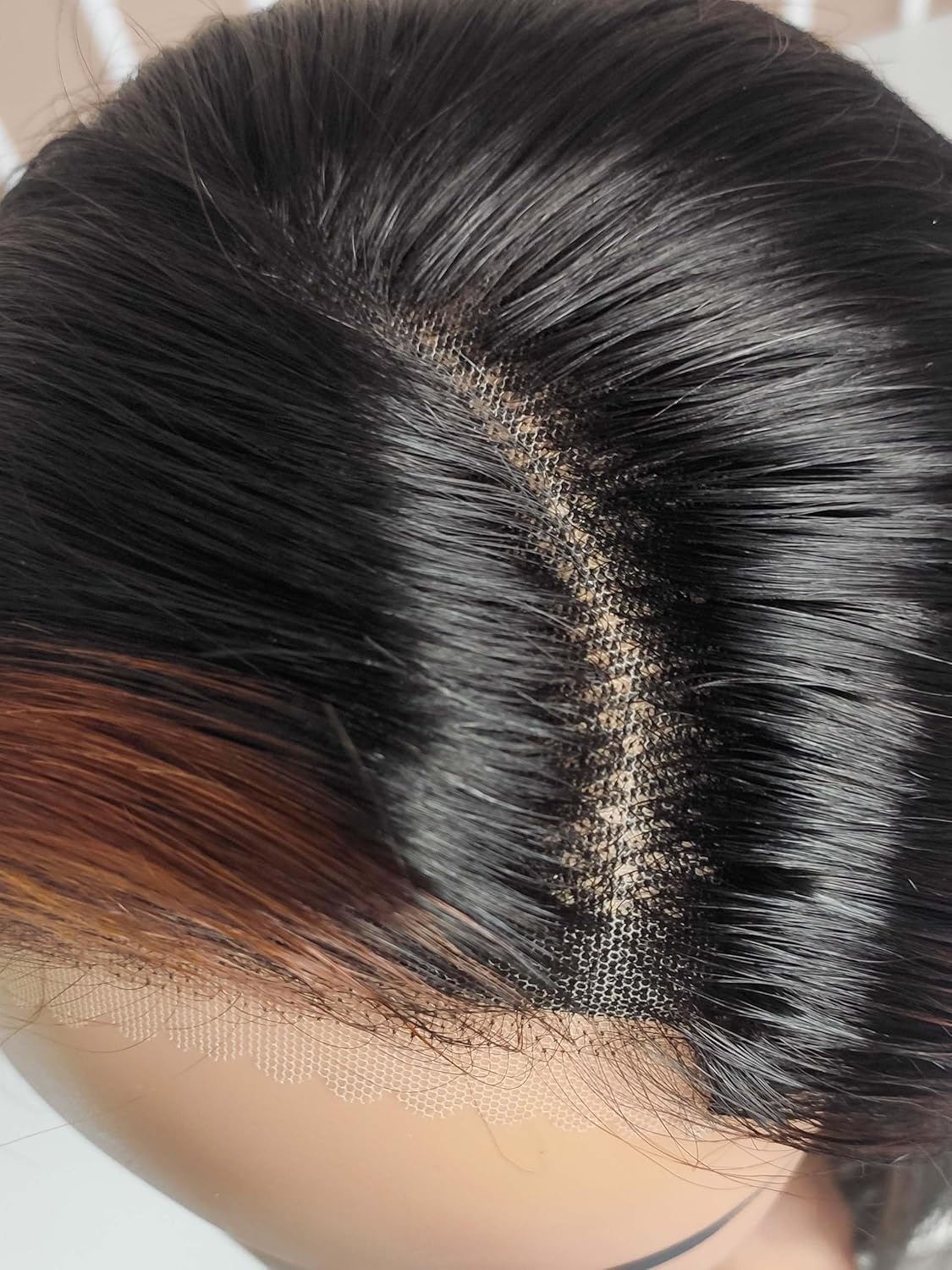 Short Bob Wig - Glueless Human Hair Lace Front Wig for Black Women | Pre Plucked Straight 10-Inch with Brown Streaks