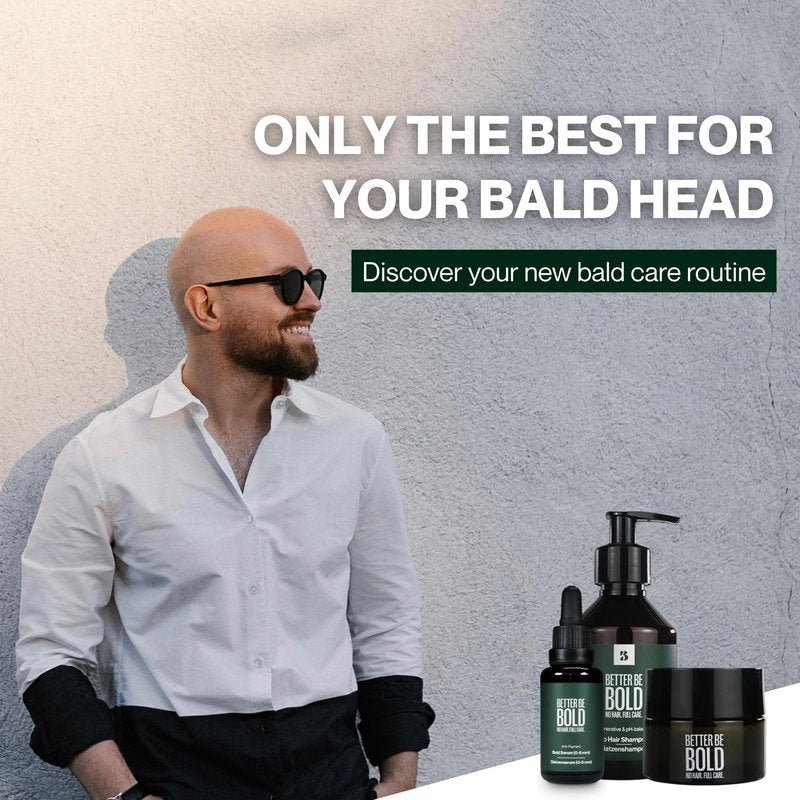 BETTER BE BOLD Nourishing No Hair Shampoo, Gentle Cleansing for Bald Heads, pH-Neutral, Soothes irritated Scalp, Almond Oil & Aloe Vera, Made in Germany, 6.76 Fl Oz