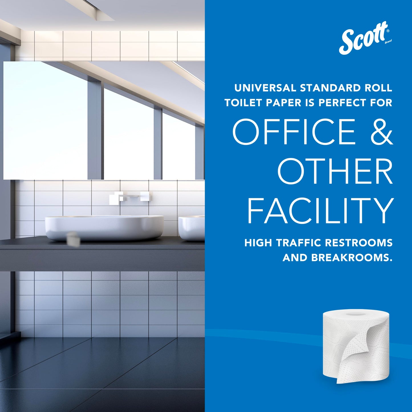 Scott Professional 100% Recycled Fiber Standard Roll Bulk Toilet Paper (13217), 2-Ply, Elevated Design, White, Individually Wrapped (80 Rolls of 473 Sheets, 37,840 Sheet Total)