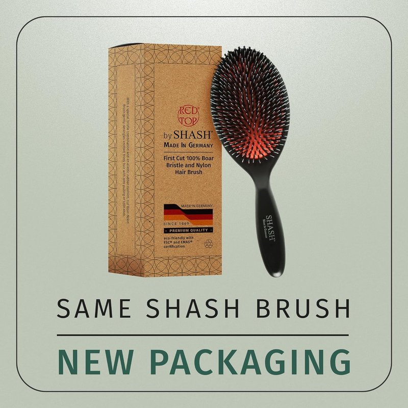 Boar Bristle Hair Brush - Handmade in Germany | Nylon & First Cut Bristles for Normal to Thick Hair - Gently Detangles & Softens (Large)
