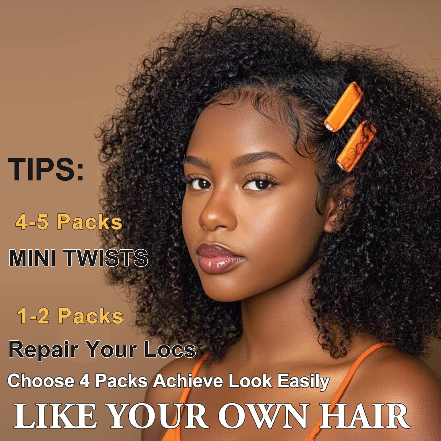 16 Inch Afro Kinky-Curly Human Hair Bundles Black Human Kinkycurly Bulk for Twist Afro Kinkys Bulk Human Hair for Mini Twist,Repair Locs, Dreadlock Extensions