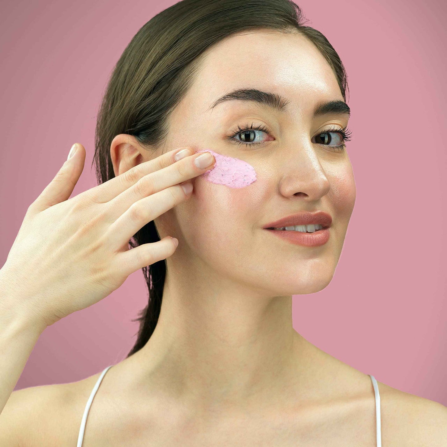 LILY SADO Rose Berry Pink Clay Mask w Rose Water & Fresh Berries - White Tea & Jojoba Beads Gently Exfoliate, Balance & Purify to Prevent Acne & Blackheads - 4 oz