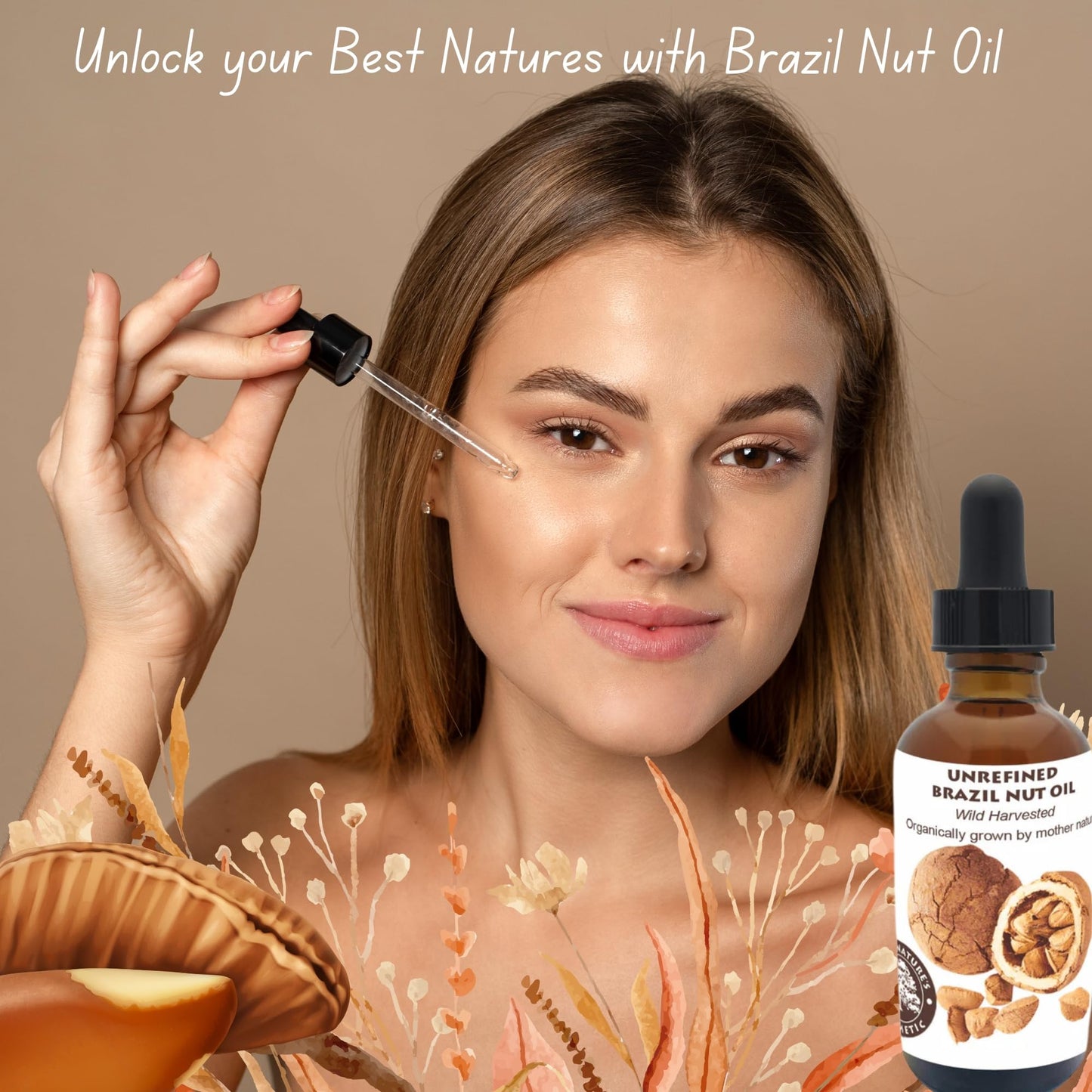 Best Nature's Cosmetics Virgin Organic Brazil Nut Oil, Hydrating Moisturizer for Skin & Hair, Cold-Pressed, Anti-Aging, Restores Radiance, Non-Greasy for Face & Body, Controls Frizz 4 Fl Oz - 120 ml
