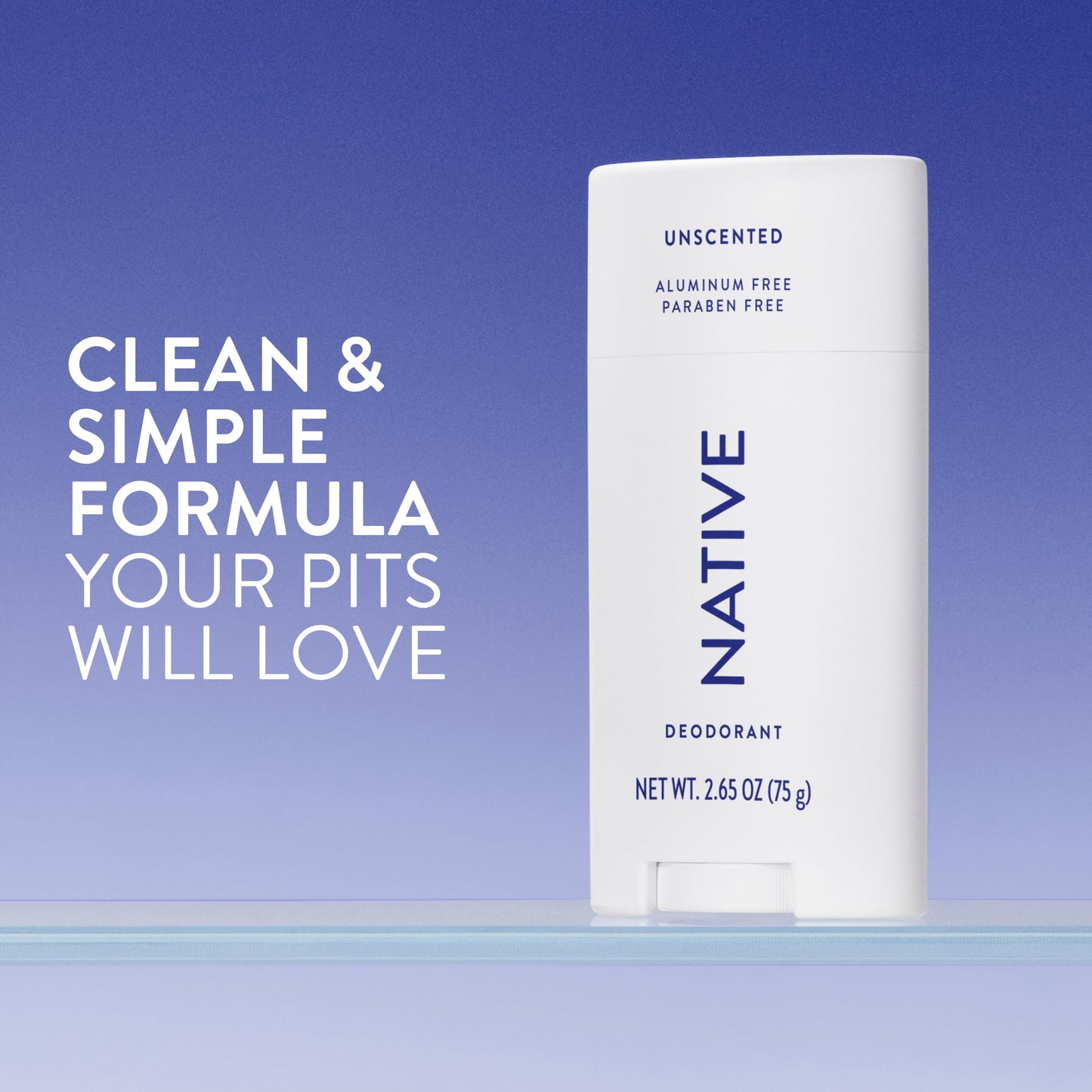 Native Deodorant Contains Naturally Derived Ingredients, 72 Hour Odor Control, Deodorant for Women and Men, Aluminum Free, Unscented 2.65oz