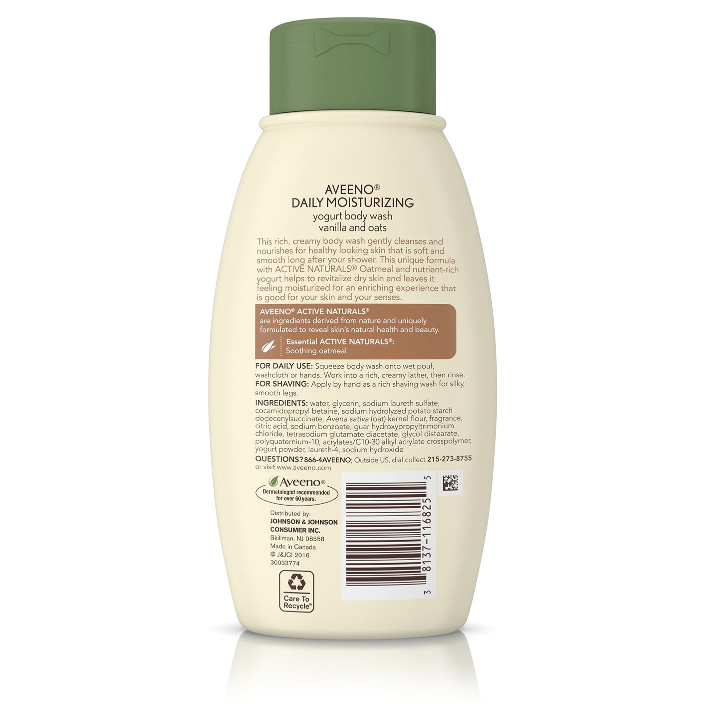 Aveeno Daily Moisturizing Yogurt Body Wash for Dry Skin with Soothing Oat & Vanilla Scent, Gentle Body Cleanser, 12 fl. oz (Pack of 3)