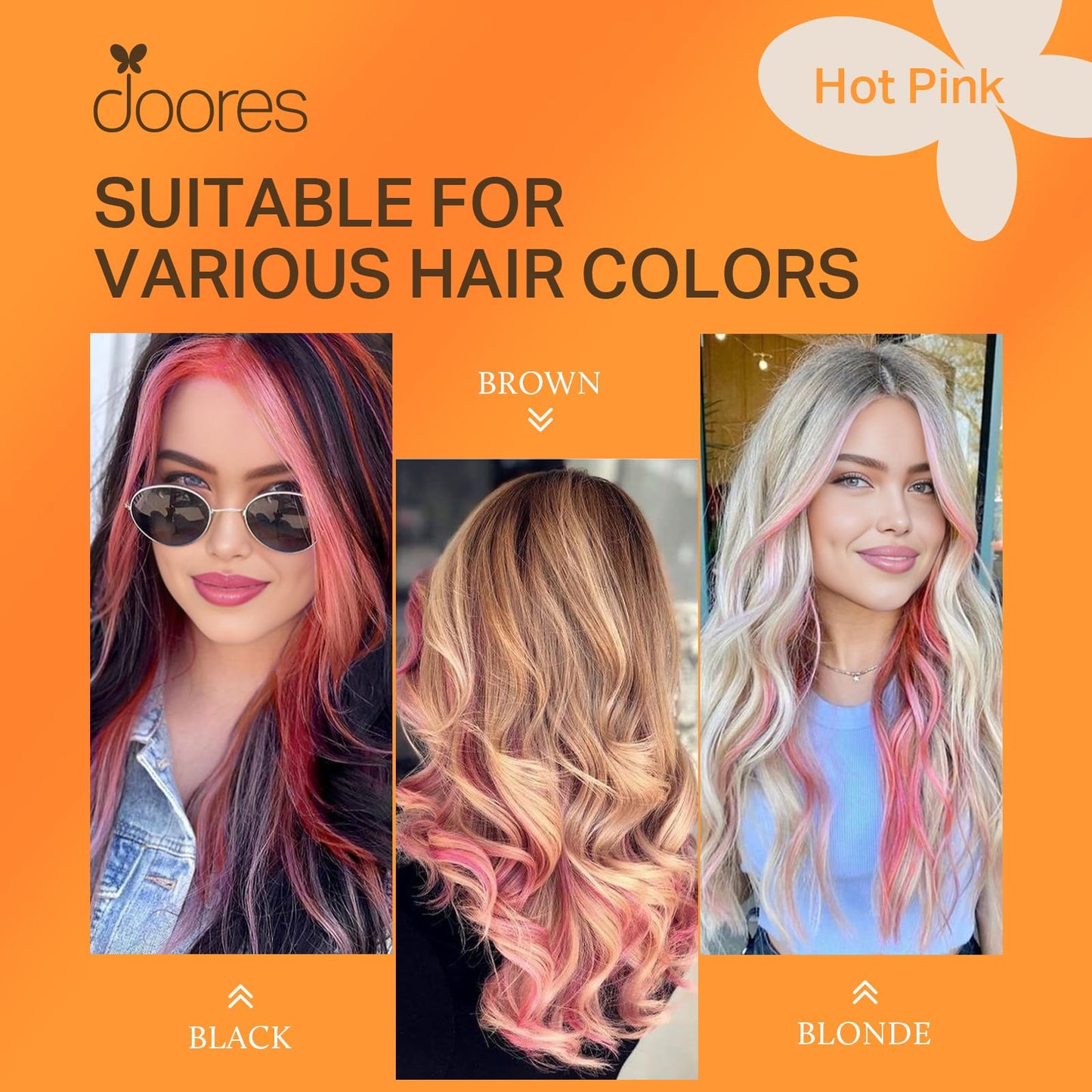 DOORES Light Pink Hair Extensions, 25g/25s 22 Inch I Tip Human Hair Extensions for Women