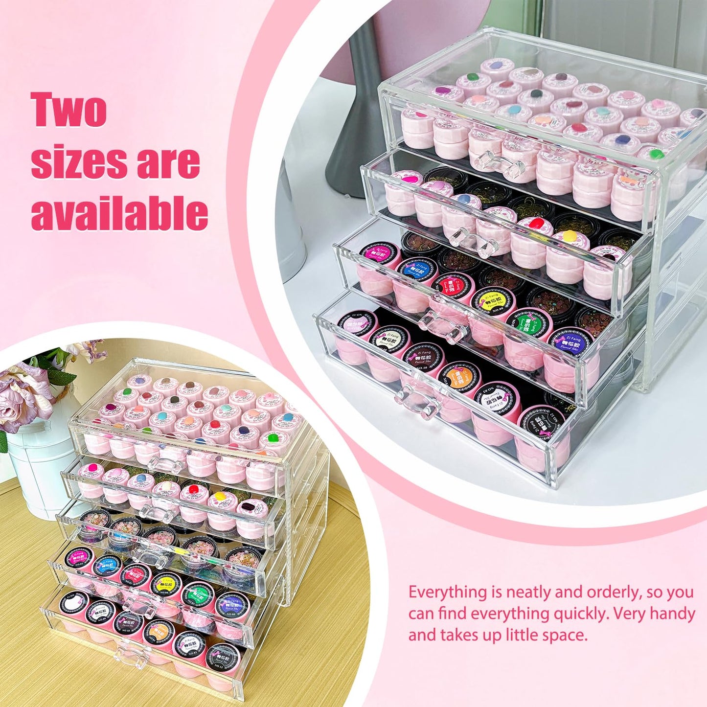 Guolich 4 Tier Nail Art Decoration Storage Box，Acrylic Make Up