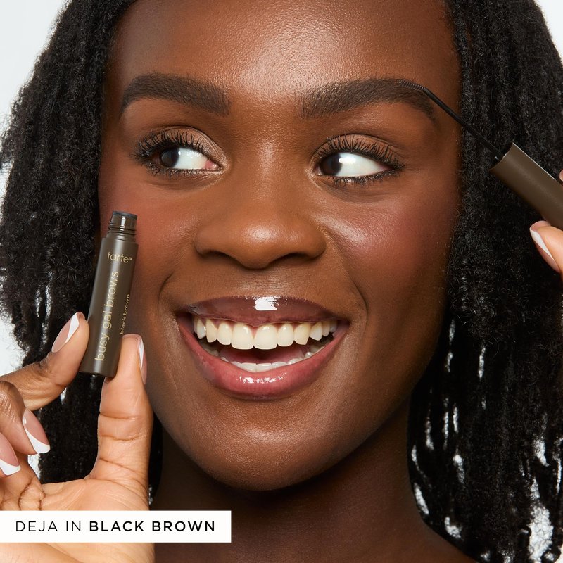 tarte busy gal tinted brow gel – 3-in-1 Waterproof Longwear Eyebrow Gel to Shape, Tint & Set Brows, Infused with Vitamin E, Vegan & Cruelty-Free, full size, med brown