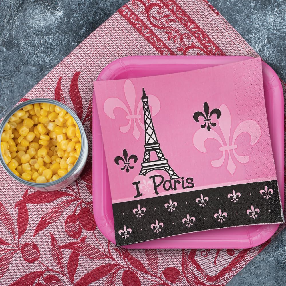 Fun Express - Perfectly Paris Lunch Napkins for Birthday - Party Supplies - Print Tableware - Print Napkins - Birthday - 16 Pieces