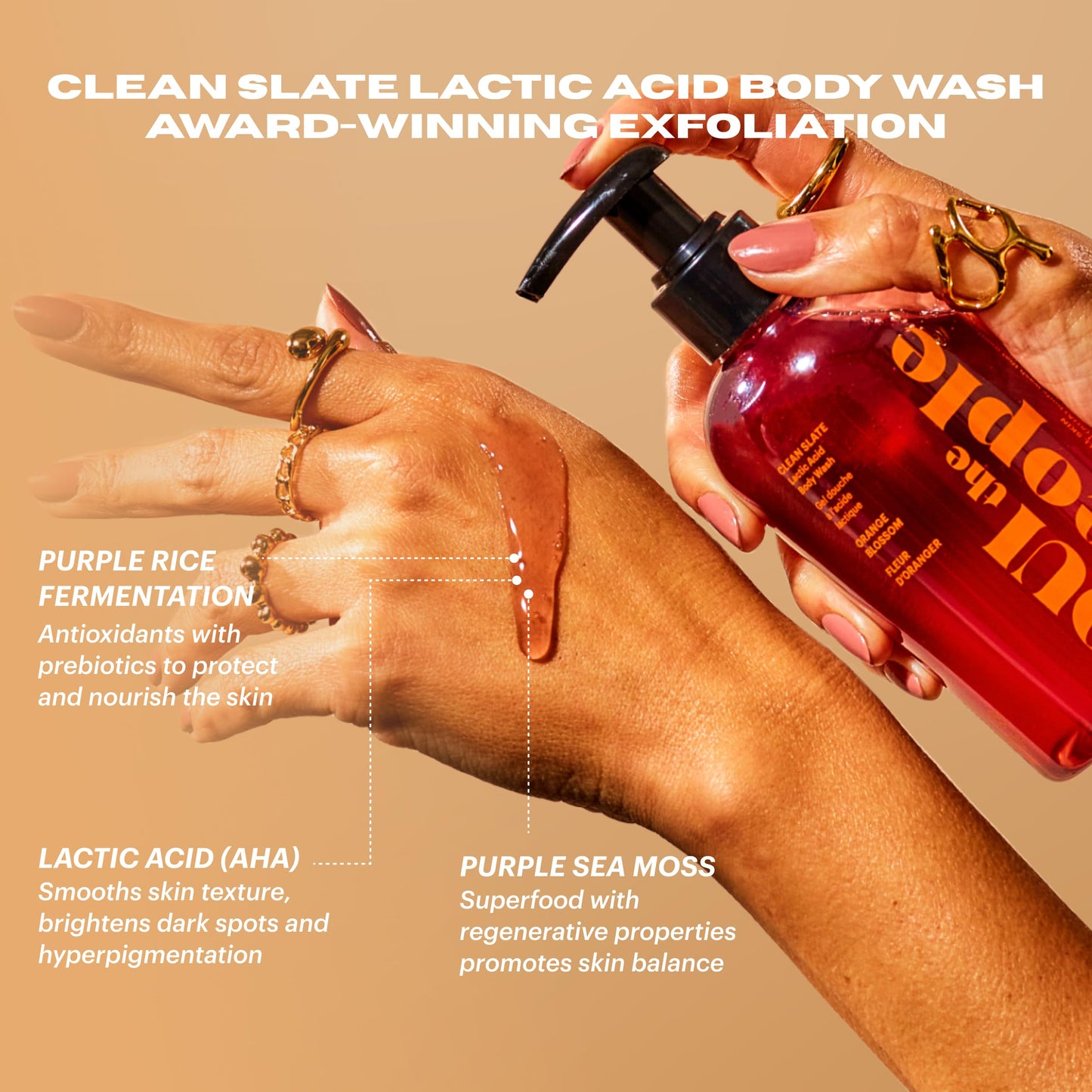 OUI the People CLEAN SLATE Lactic Acid Body Wash, AHA Body Wash, Glycolic & Lactic Acid Serum & Face Cleanser, Gentle Exfoliation & Face Moisturizer for Smoother Texture and Even Skin Tone, 8.4 oz