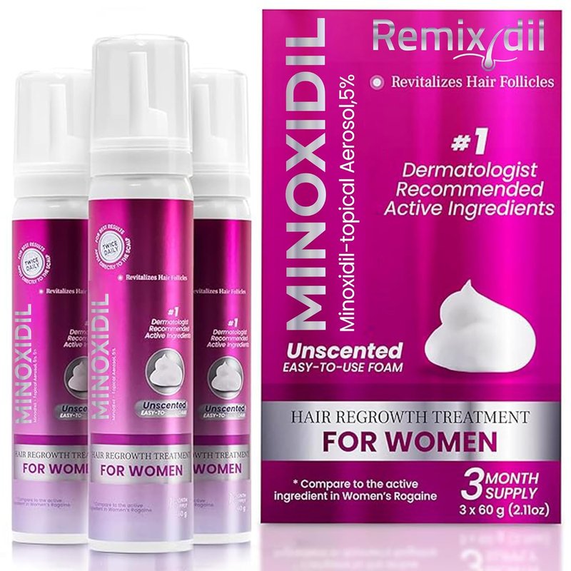 Minoxidil for Women - 5% Hair Growth Foam | Unscented, Dermatologist Recommended | 3-Month Supply