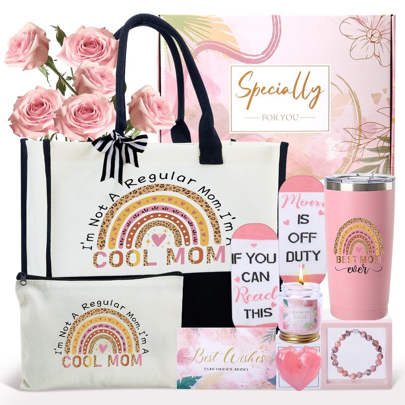 IANFEPH Best Mom Ever Gifts Mothers Day from Daughter Son Birthday Thank You Gift Basket for Mother in Law, Women, New Mom Valentines Gift Box for Wife from Husband with Canvas Tote Bag Tumbler Sock