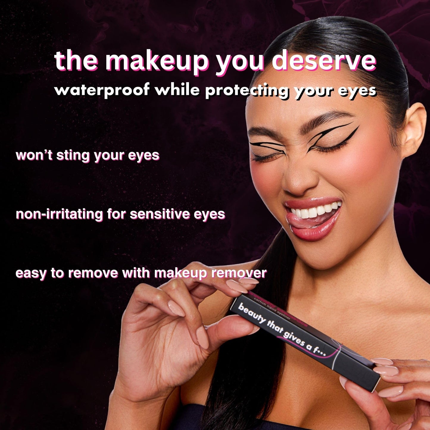 Provanity Cosmetics Catfish Liquid Eyeliner, Waterproof Liquid Eyeliner, Long Lasting Makeup with Fine Brush Tip Easy Apply Satin Finish, Smudge-Proof & Transfer-Proof - Blackout (Black)