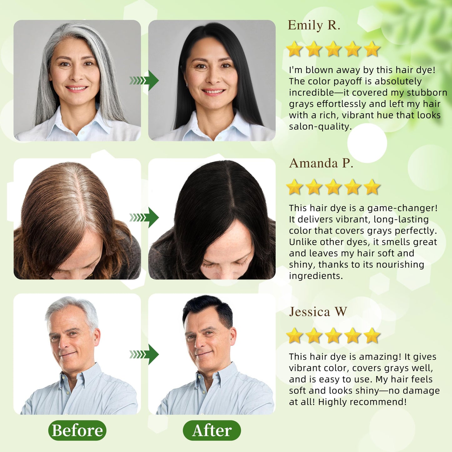 SHIHUANUO Black Hair Dye Shampoo for Gray Hair,100% Grey Coverage Easy to dye,long-lasting& Non-irritating,Hair Color for Women & Men/Ammonia-Free 500ml