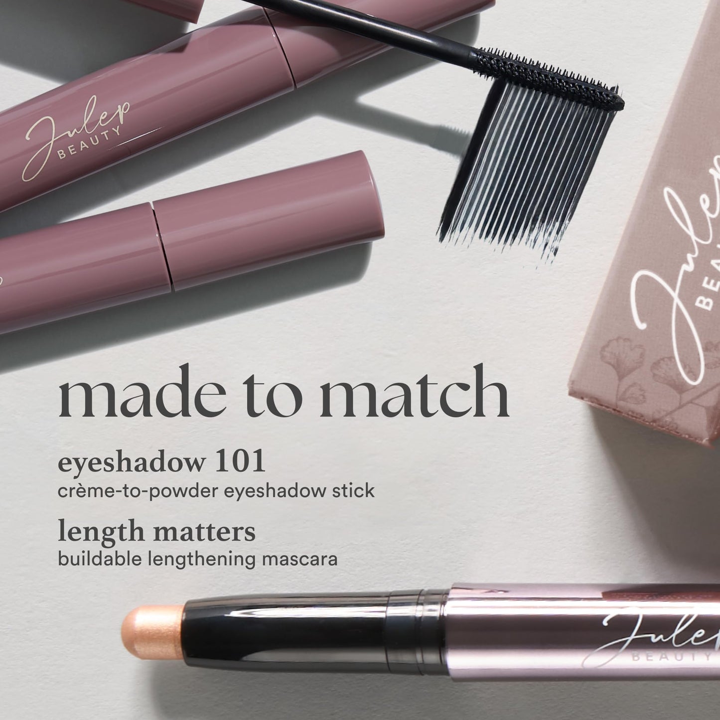 Julep Eyeshadow 101 Cream-to-Powder Waterproof Shadow Stick – Smoky Amethyst Shimmer, Buildable Lengthening Lash Mascara Black,