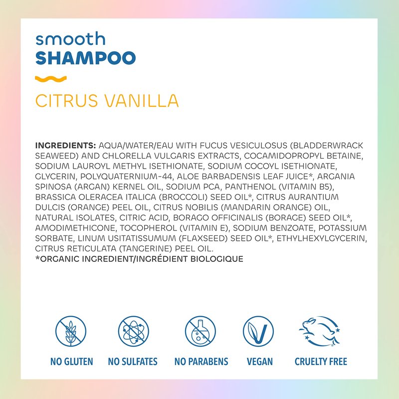 Seaweed Bath Co. Smooth Shampoo and Conditioner Set - Citrus Vanilla - Hydrate With Aloe, Borage Oil, and Broccoli Seed Oil for Sleek, Shiny Hair - 12 oz (Pack of 2)
