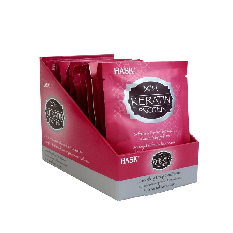 HASK Keratin Smoothing Deep Conditioner Treatments - Color Safe, Gluten-Free, Sulfate-Free | Pack of 12