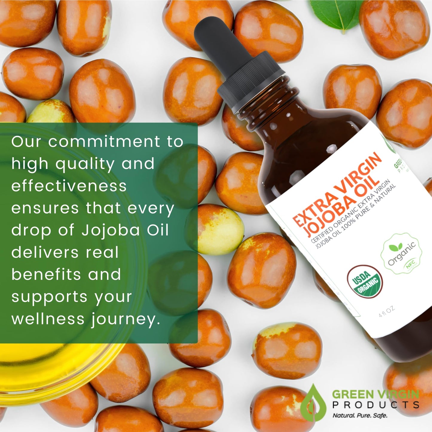 Green Virgin Products 100% Pure Organic Jojoba Oil - 4 Fl Oz (Pack of 1)