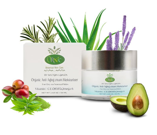 ornic Organic Anti-Aging Moisturizer - Hydrating & Rejuvenating Facial Cream for Dry Sensitive Skin - Vegan, Cruelty-Free, Natural Skincare - Nourishes, Firms & Reduces Wrinkles 50Ml