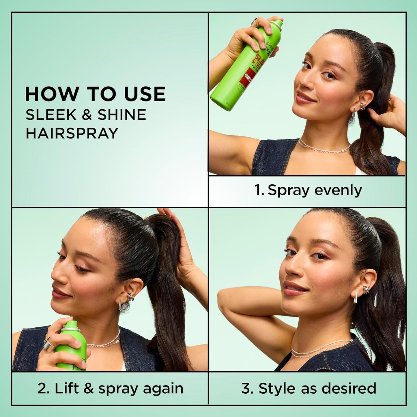 Garnier Fructis Sleek & Shine Anti-Humidity Hairspray - Ultra Strong Hold, Frizz Protection, 8.25 Oz