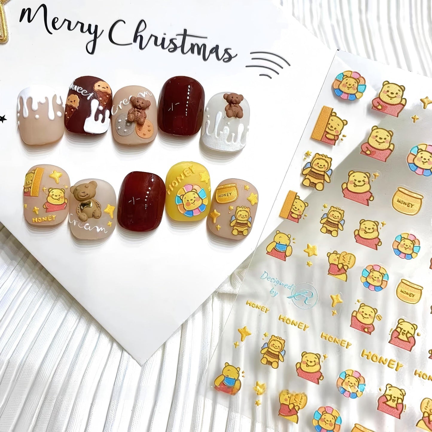 Dedyel Funny Cartoon Nail Stickers Fun Bears Cute Cartoon Bear Self-Adhesive Nail Stickers for Women Girls Kids Nail Art Decoration