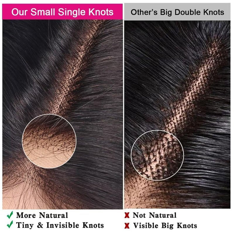 5x5 Lace Closure Body Wave Human Hair - Invisible Ultra-Thin Brazilian Virgin Hair, Pre-Plucked, Natural Black, 16 Inch