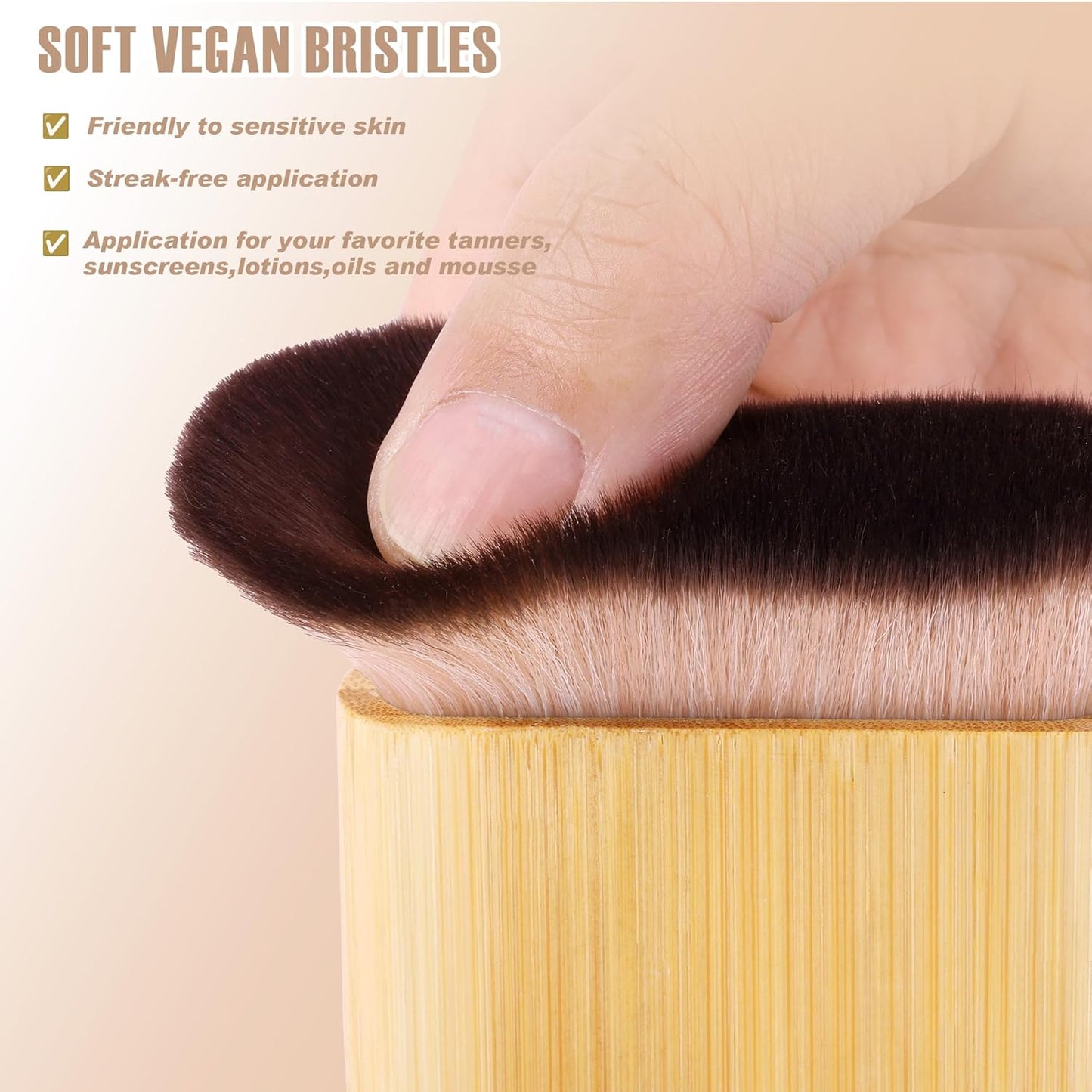 Self Tanner Brush Set - 3 Pcs Kabuki Blending Brushes for Face & Body | Back Applicator & Lotion Applicator