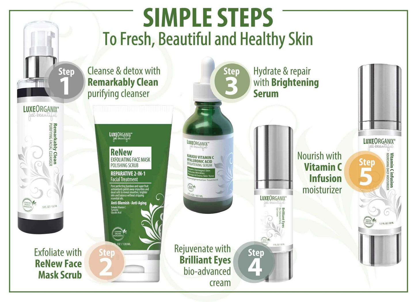 LuxeOrganix Purifying Organic Face Wash for Oily Skin with Bamboo Charcoal, Vitamin C, Aloe Vera, and Silicone Scrubby (5 oz)