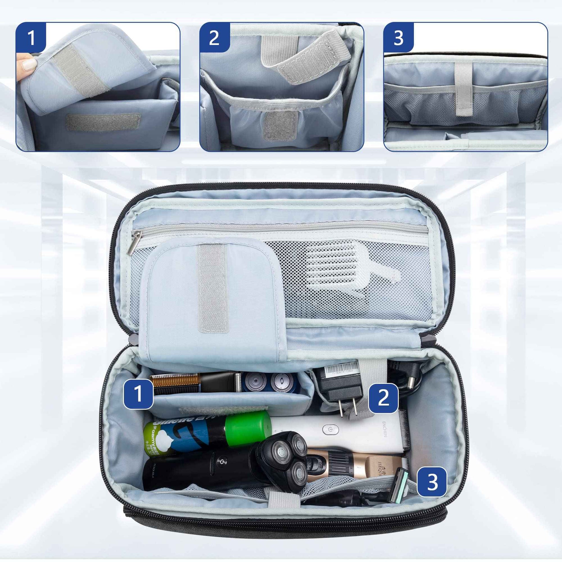 CURMIO Barber Bag for Hair Clippers, Men Grooming Travel Case for Electronic Shaver, Hair Trimmer and Hair Cutting Tools, Black, Bag Only