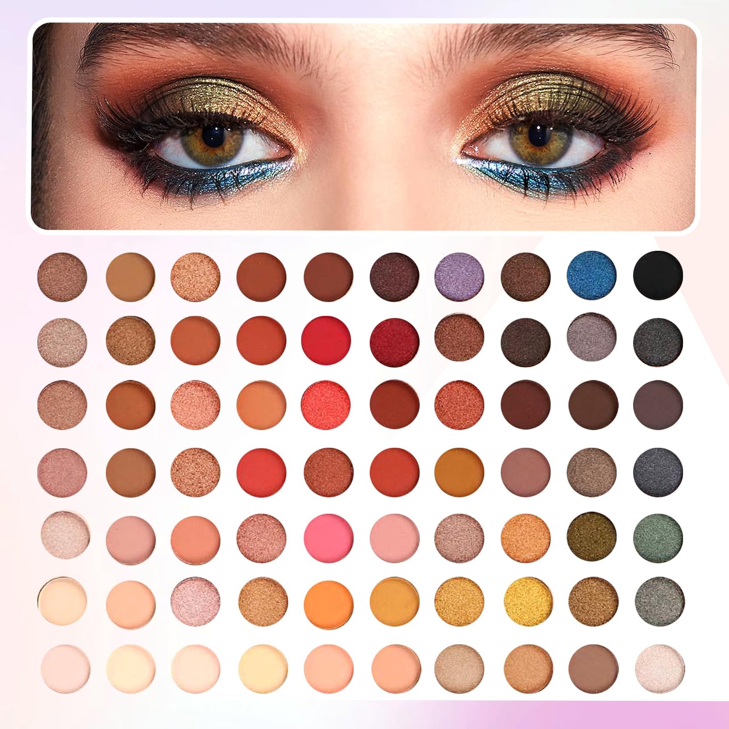 PPPanYiDi 70 Colors Eyeshadow Palette,Matte Glitter Eyeshadow Makeup Palette with Eyeshadow Brush,Highly Pigmented Colorful Shimmer Eye Shadow Palette Makeup Kit for Women A