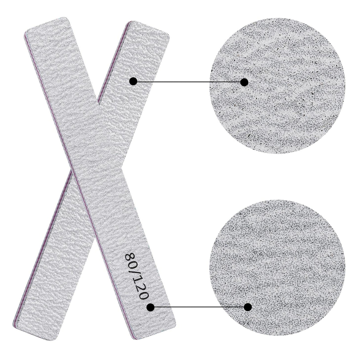 100 Pcs Nail Files for Acrylic Nails 80/120 Grit Double Sides Emery Boards Professional Nail Buffering Files