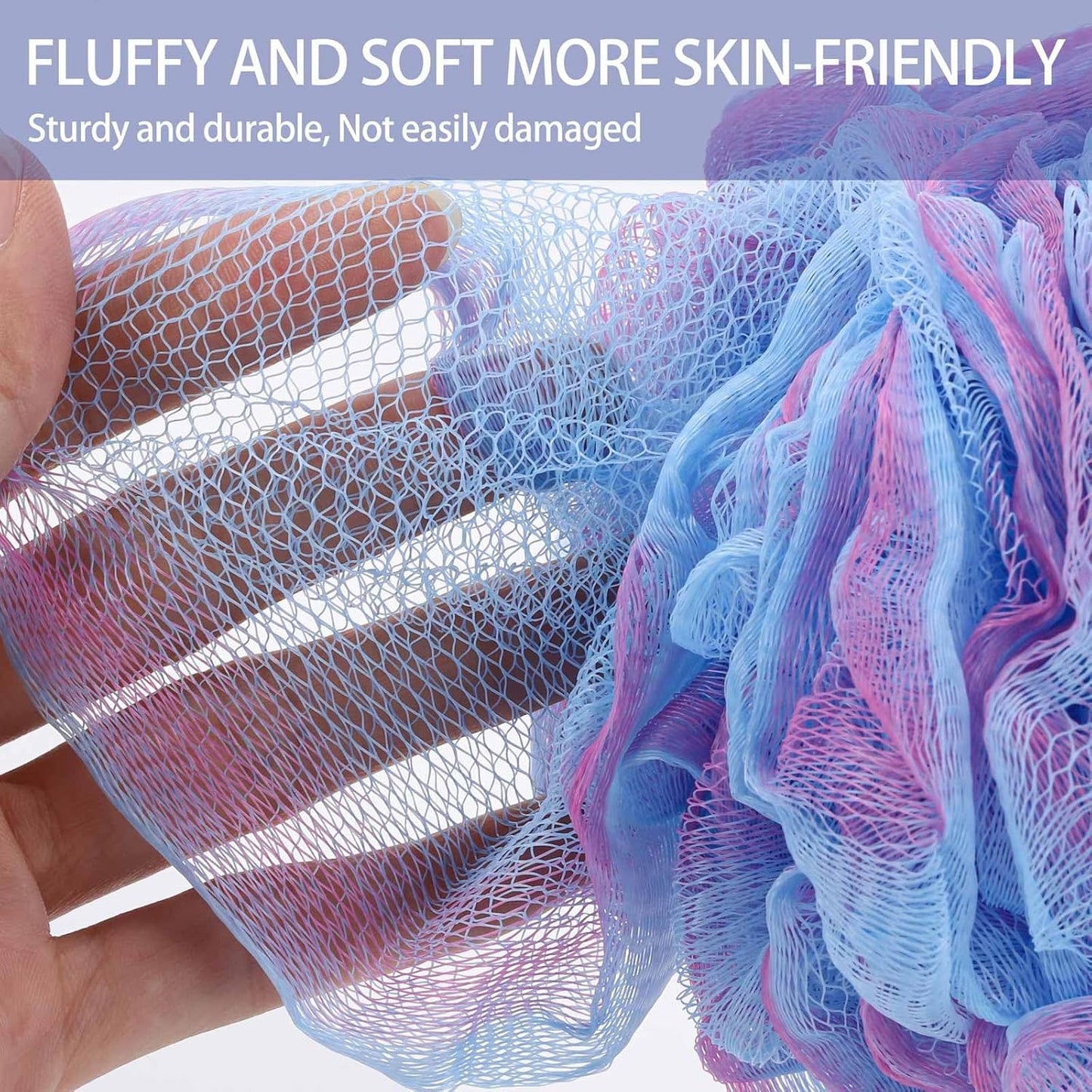 BTYMS Loofah Sponge 60 Gram Shower Pouf Bath Scrunchies Shower Puff Exfoliating Body Wash Scrubber Bath Puffs for Washing - Set of 4