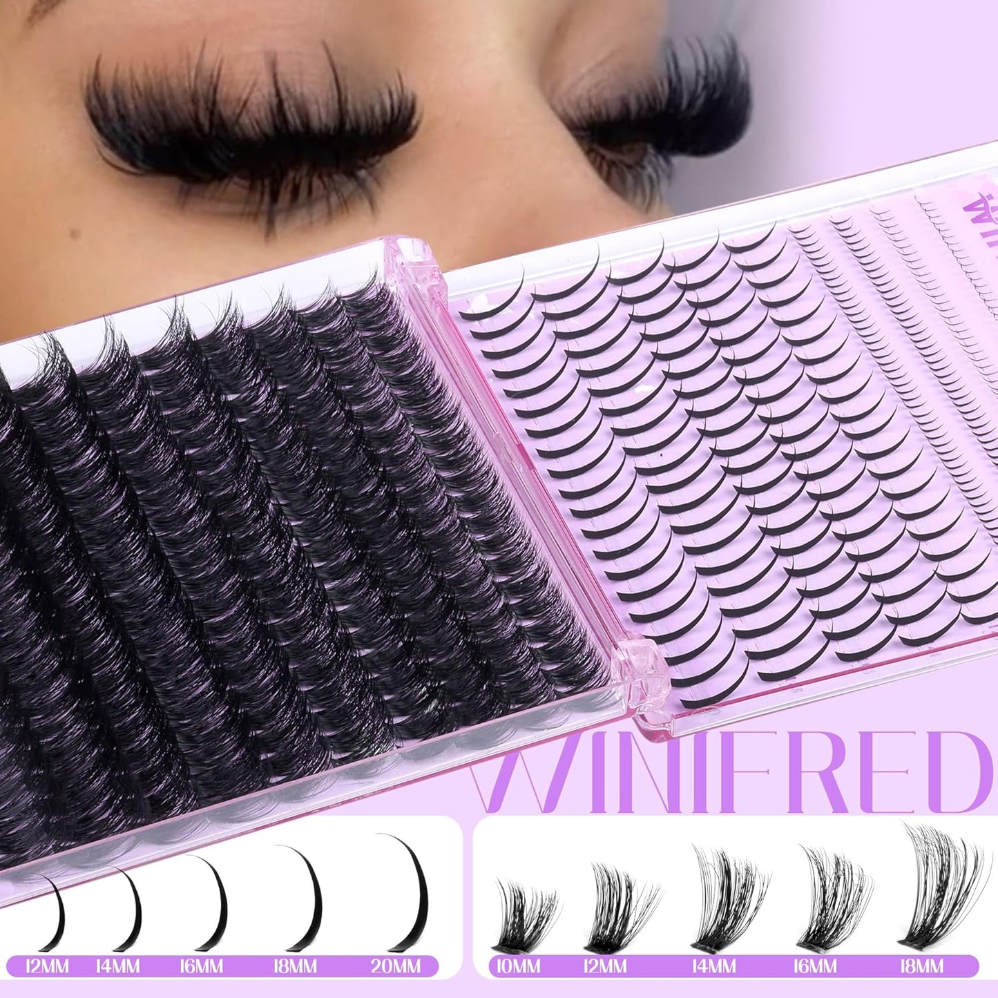 Winifred Bottom Lash Clusters Thick Volume Lower Lash Extension DIY Individual Lashes Bottom Clusters Lashes for Cluster Eyelash Extensions (168pcs)